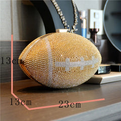 Rugby Ellipse Ball Clutch Purses for Women Evening Rhinestone