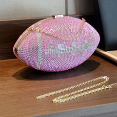 Rugby Ellipse Ball Clutch Purses for Women Evening Rhinestone