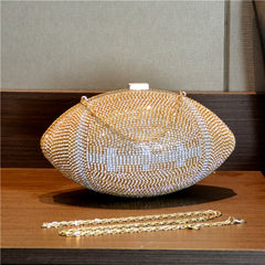 Rugby Ellipse Ball Clutch Purses for Women Evening Rhinestone