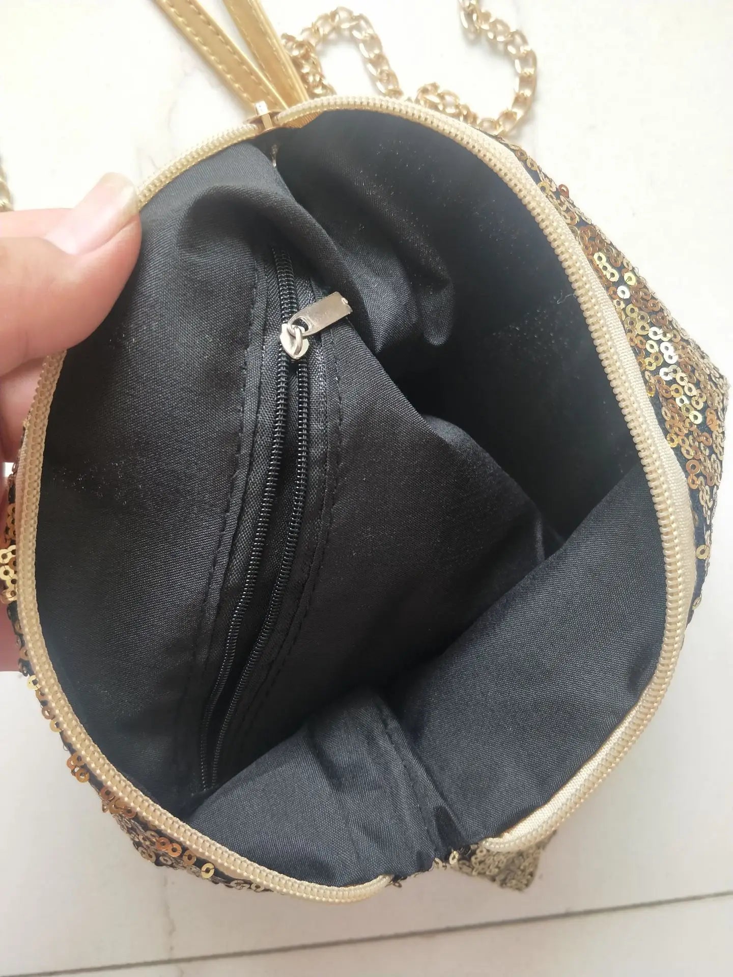 Evening Party Glitter Shoulder Bag with Zipper Chain Strap