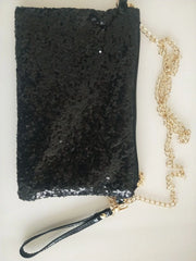 Evening Party Glitter Shoulder Bag with Zipper Chain Strap