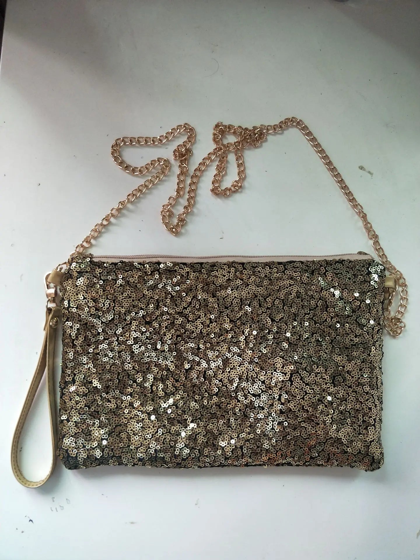 Evening Party Glitter Shoulder Bag with Zipper Chain Strap