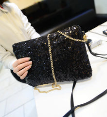 Evening Party Glitter Shoulder Bag with Zipper Chain Strap