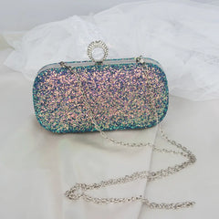 Evening Pink Clutch Purse Women Bling Sequins Handbags Crossbody Small Bag