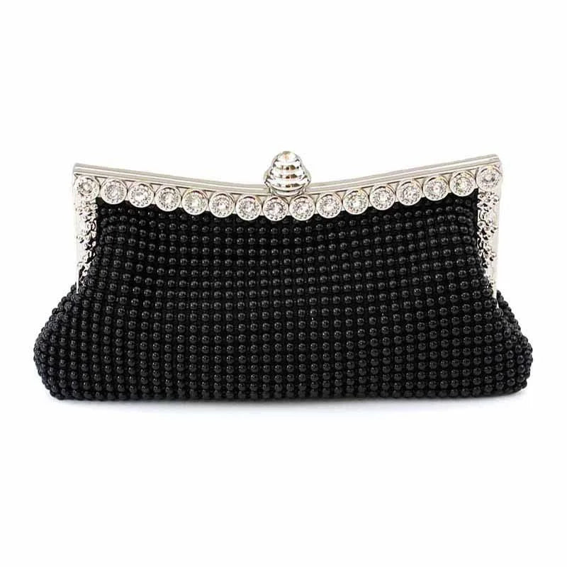 Glitter Bead Party Clutch Silver Handbag Vintage Bridal Purse