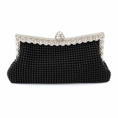 Glitter Bead Party Clutch Silver Handbag Vintage Bridal Purse