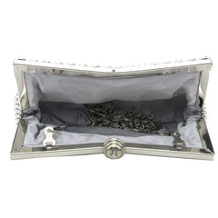 Glitter Bead Party Clutch Silver Handbag Vintage Bridal Purse