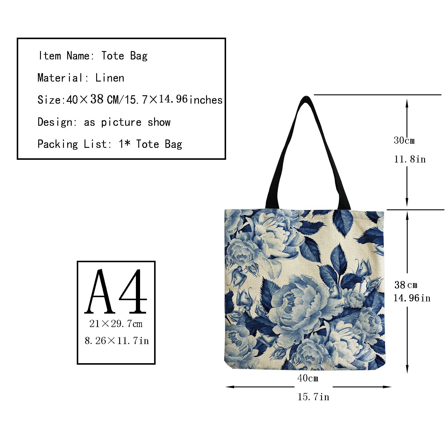 Floral Pattern Handbag Shopping Tote Bags