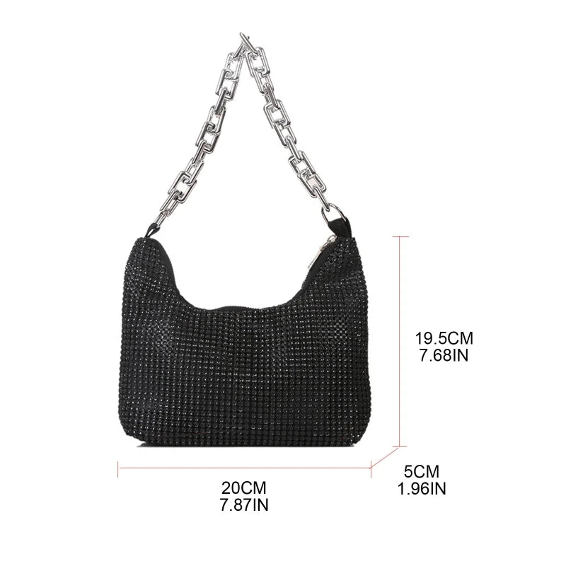 Rhinestone Evening Bag Wedding Shoulder Handbag for Dinner Party
