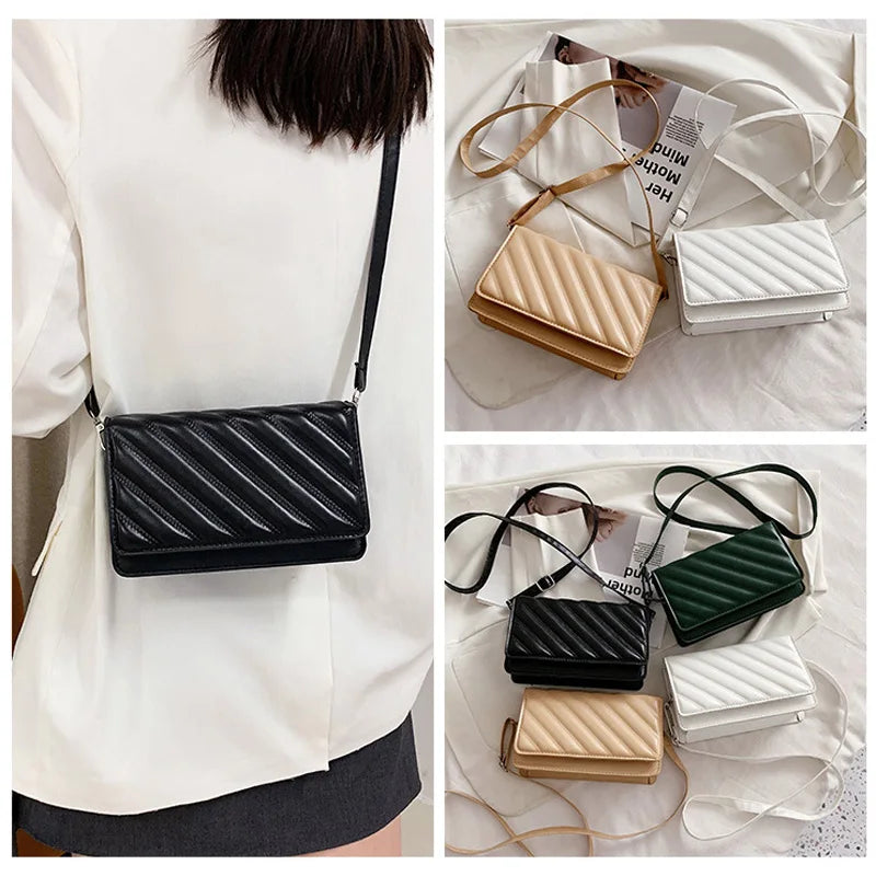 Striped Shoulder Bag Small Flap Crossbody Bags For Women
