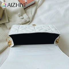 Women Shoulder Bag PU Leather Chain Armpit Bags Geometric Pattern