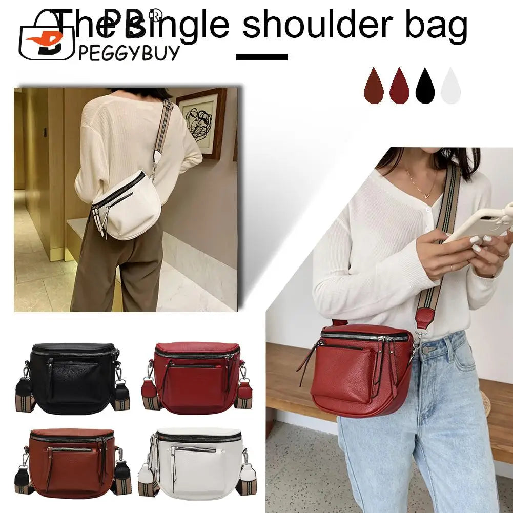 Women Pure Messenger Crossbody Bag PU Leather Shoulder Bag
