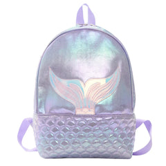 Fish Tail Girls School Backpack PU Leather Shoulder Bag for Travel
