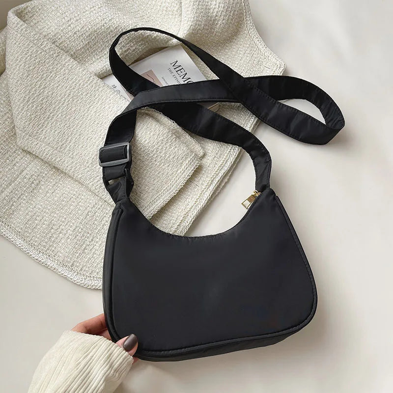 Women Shoulder Bag Solid Armpit Underarm Bags Crescent Daily Dumpling Bags
