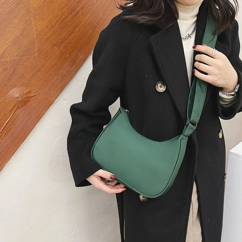 Women Shoulder Bag Solid Armpit Underarm Bags Crescent Daily Dumpling Bags