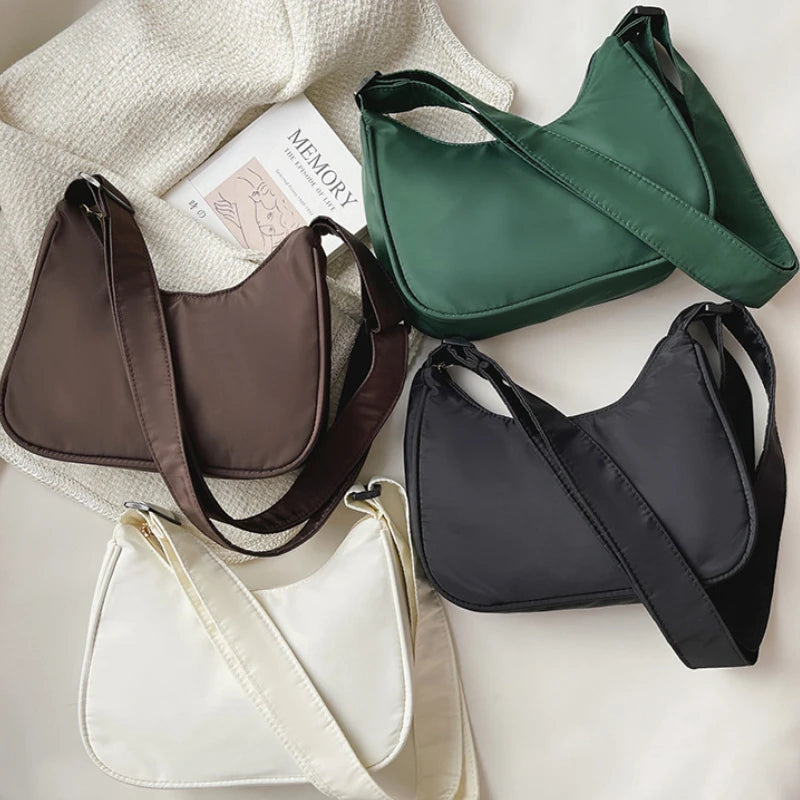 Women Shoulder Bag Solid Armpit Underarm Bags Crescent Daily Dumpling Bags