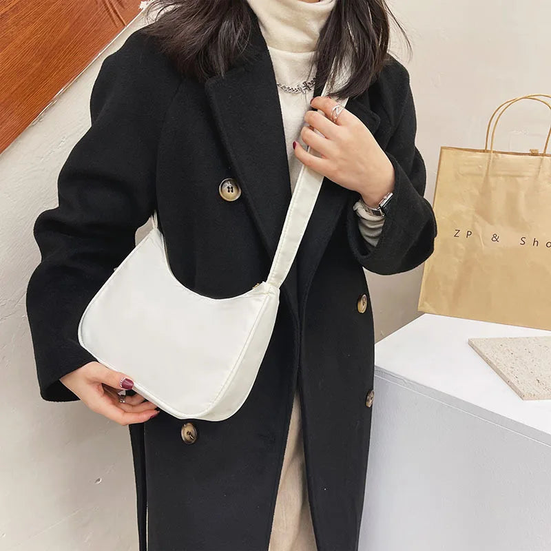 Women Shoulder Bag Solid Armpit Underarm Bags Crescent Daily Dumpling Bags