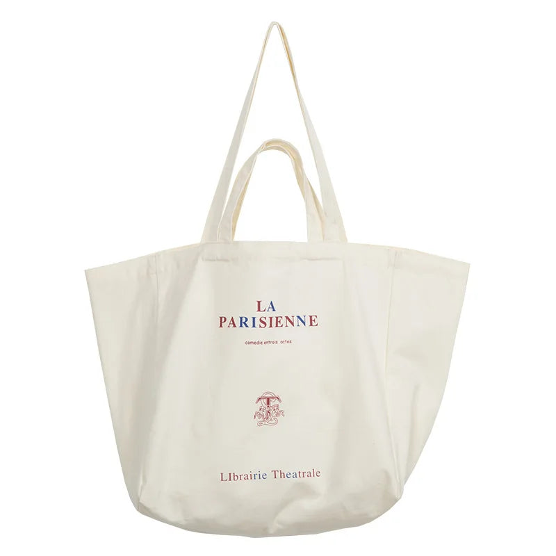 Women Canvas Shoulder Bags Parisian Grocery Bag Tote For Ladies