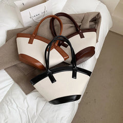 FANTASY PU Scalloped Bucket Basket Bag Retro Handbag