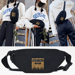 FEELING Letter Print Waist Bags Men Women Running Sports Bag