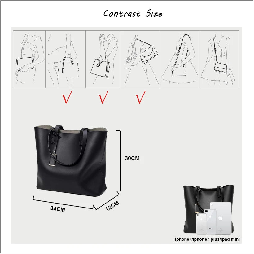 Women Top-Handle Bags Ladies Shoulder Tote Big Bags