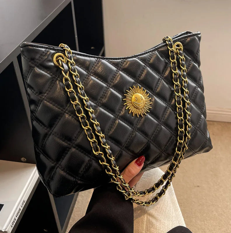 High Lattice Female Casual Tote Bag Large Capacity Shoulder Crossbody Bags
