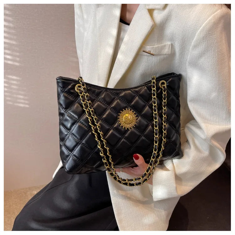 High Lattice Female Casual Tote Bag Large Capacity Shoulder Crossbody Bags
