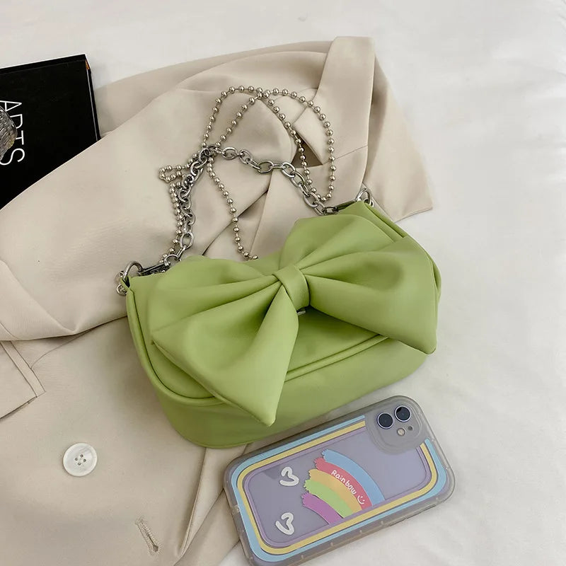 Women Messenger Bags Big Bow Soft Pu Leather Female Crossbody Shoulder Hand Bags