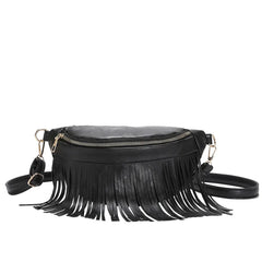Spring Small Waist Pack PU Leather Dumpling Shaped Handbag Tassel Chest Bag