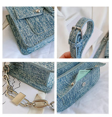 High Sense Denim Lady Small Moon Bag Clutch Purse Crossbody Shoulder Bags
