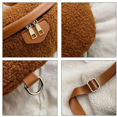 Lambswool Chest Bag Fur Shoulder Bags Fanny Pack Female Waist Pack