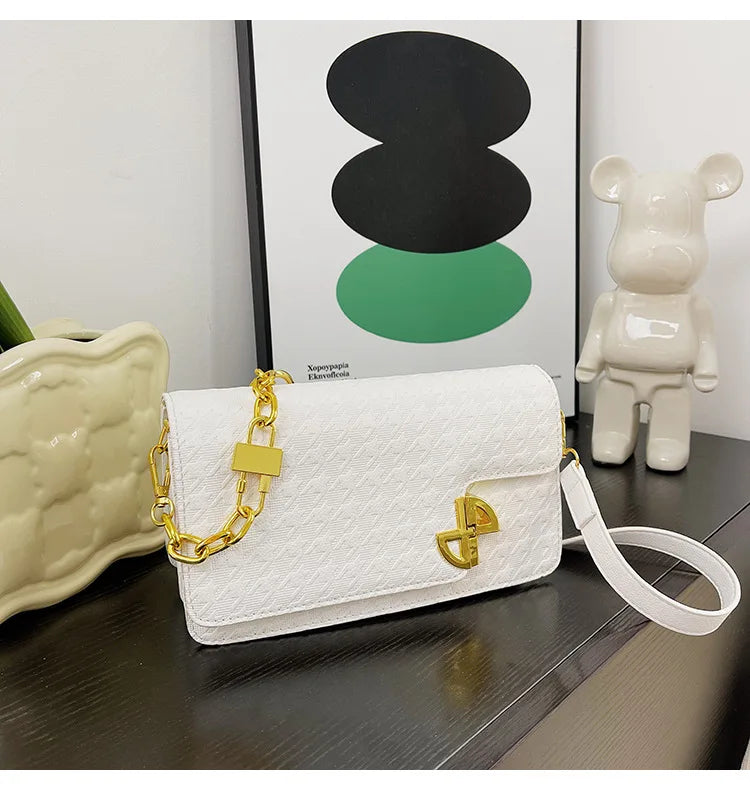 Lock Chain PU Leather Crossbody Bag Women Satchel Shoulder Bag