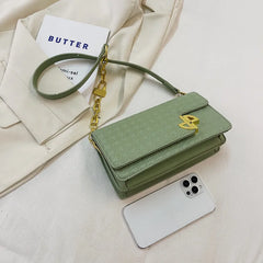 Lock Chain PU Leather Crossbody Bag Women Satchel Shoulder Bag