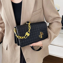 Lock Chain PU Leather Crossbody Bag Women Satchel Shoulder Bag