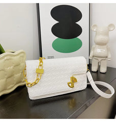 Lock Chain PU Leather Crossbody Bag Women Satchel Shoulder Bag