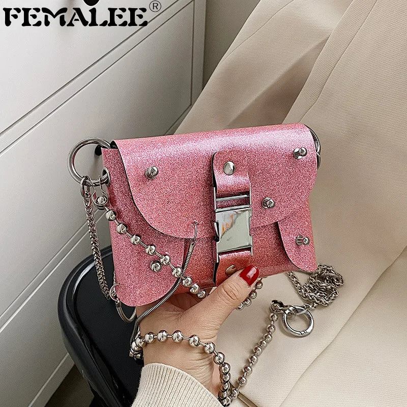 Spice Girls Sequined Crossbody Bag Patent Leather Shoulder Bag
