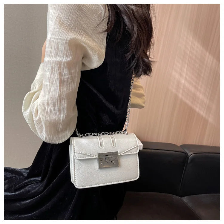 Vintage Lock Women's Bag Lady Box Retro Small Square Shoulder Bag