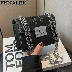 Vintage Lock Women's Bag Lady Box Retro Small Square Shoulder Bag