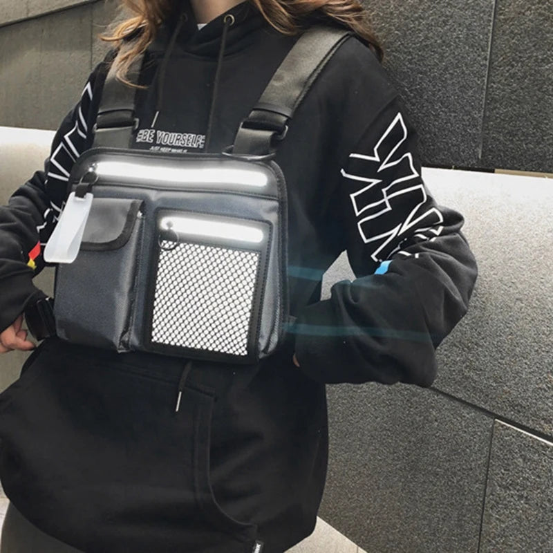 FGGS-Hip-Hop Men Chest Rig Bag Reflective Functional Vest Pack