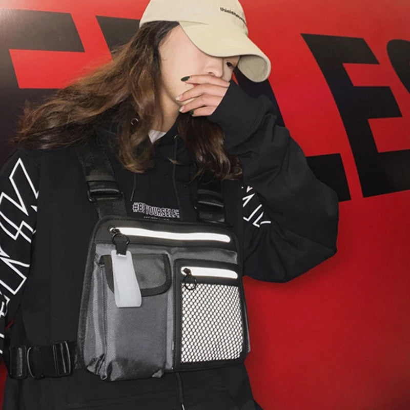 FGGS-Hip-Hop Men Chest Rig Bag Reflective Functional Vest Pack