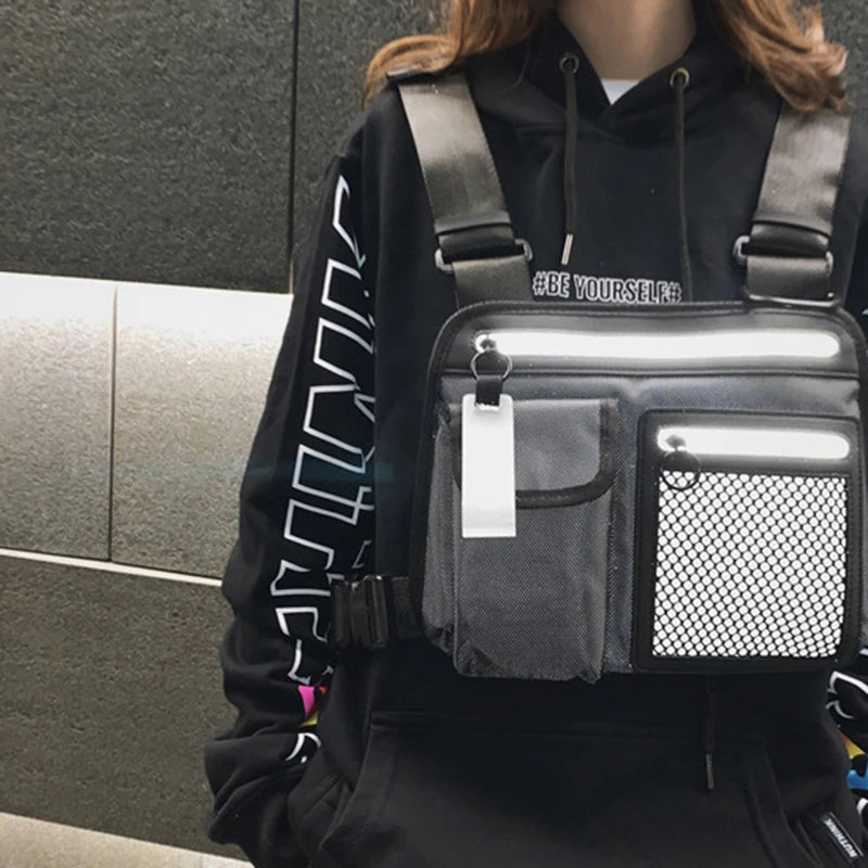 FGGS-Hip-Hop Men Chest Rig Bag Reflective Functional Vest Pack
