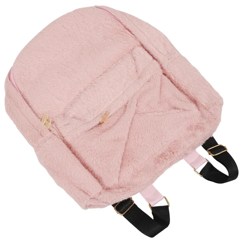 Soft Faux Fur Plush Backpack Shoulder Bag with Heart Pendant