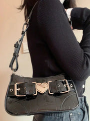 FIRMRANC Retro Love Belt Buckle Crocodile Pattern Girl Motorcycle Bag
