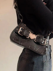 FIRMRANC Retro Love Belt Buckle Crocodile Pattern Girl Motorcycle Bag