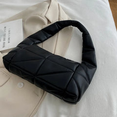 Women's Solid Leather Quilted Shoulder Bag