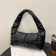Women's Solid Leather Quilted Shoulder Bag