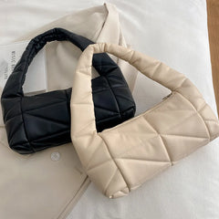Women's Solid Leather Quilted Shoulder Bag