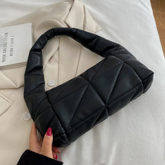 Women's Solid Leather Quilted Shoulder Bag