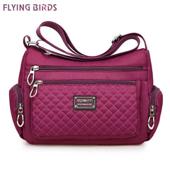 Women's Waterproof Nylon Plaid Crossbody Bag Large Capacity Lady Shoulder Bag