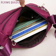 Women's Waterproof Nylon Plaid Crossbody Bag Large Capacity Lady Shoulder Bag